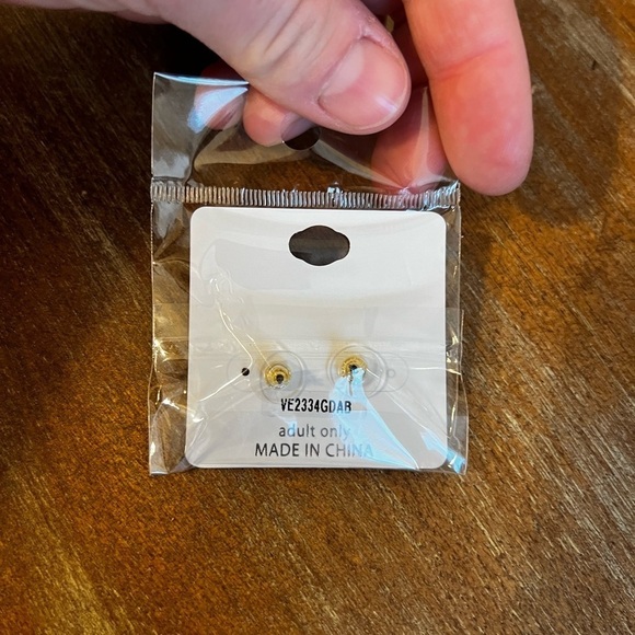 2/$15 - Gold Iridescent White Druzy Hexagon Post Earring - Picture 5 of 5